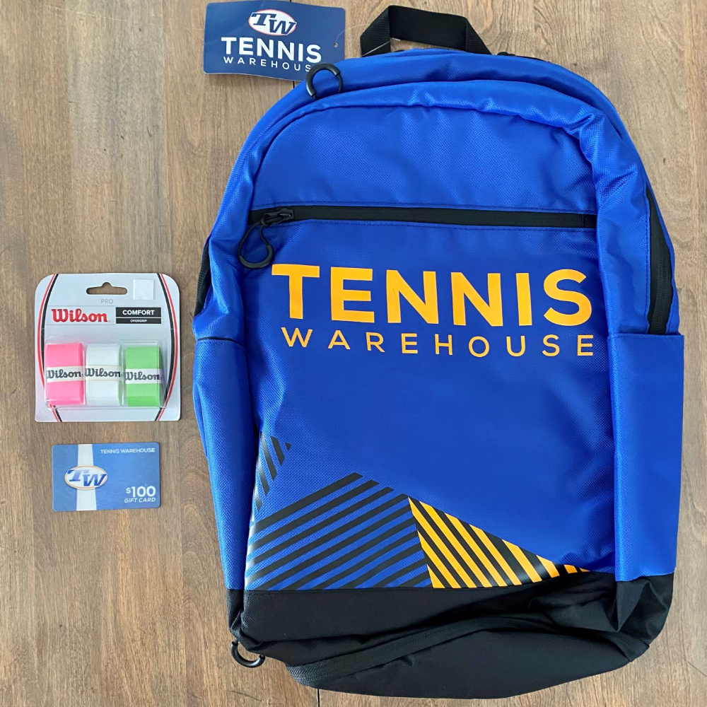 $100 at Tennis Warehouse + Backpack