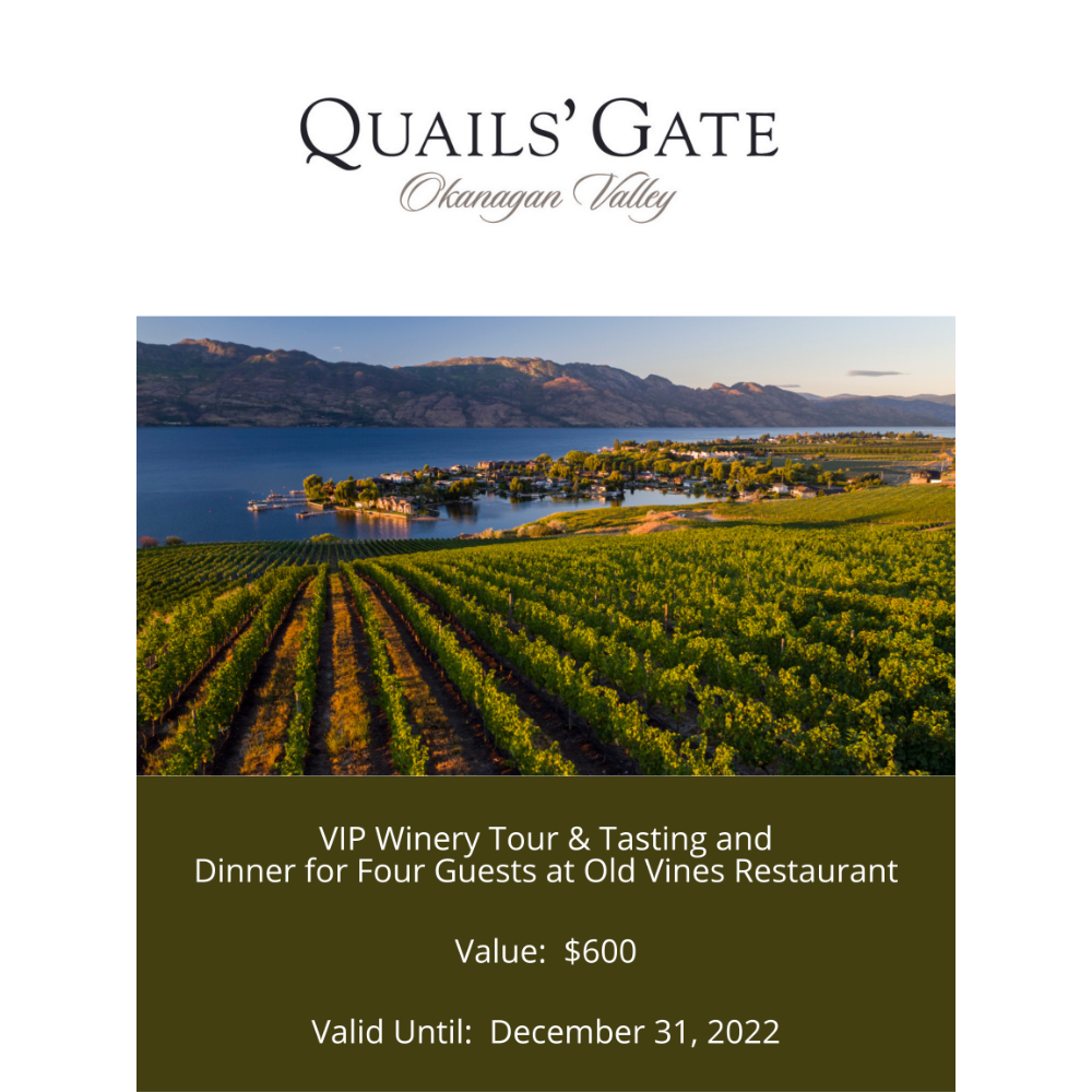 Quails' Gate Winery - VIP Winery Tour & Tasting and Dinner 