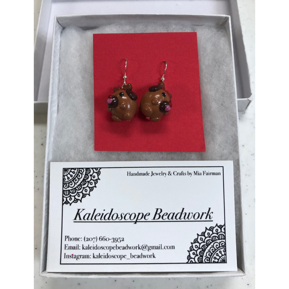 Pair of Handmade Reindeer Dog Earrings