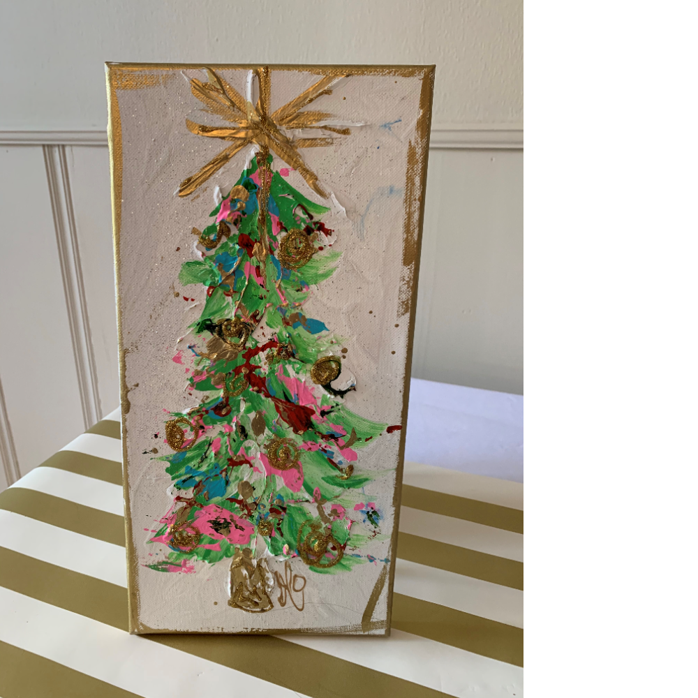 Multi-media Christmas Tree Painting by Catherine Oswalt