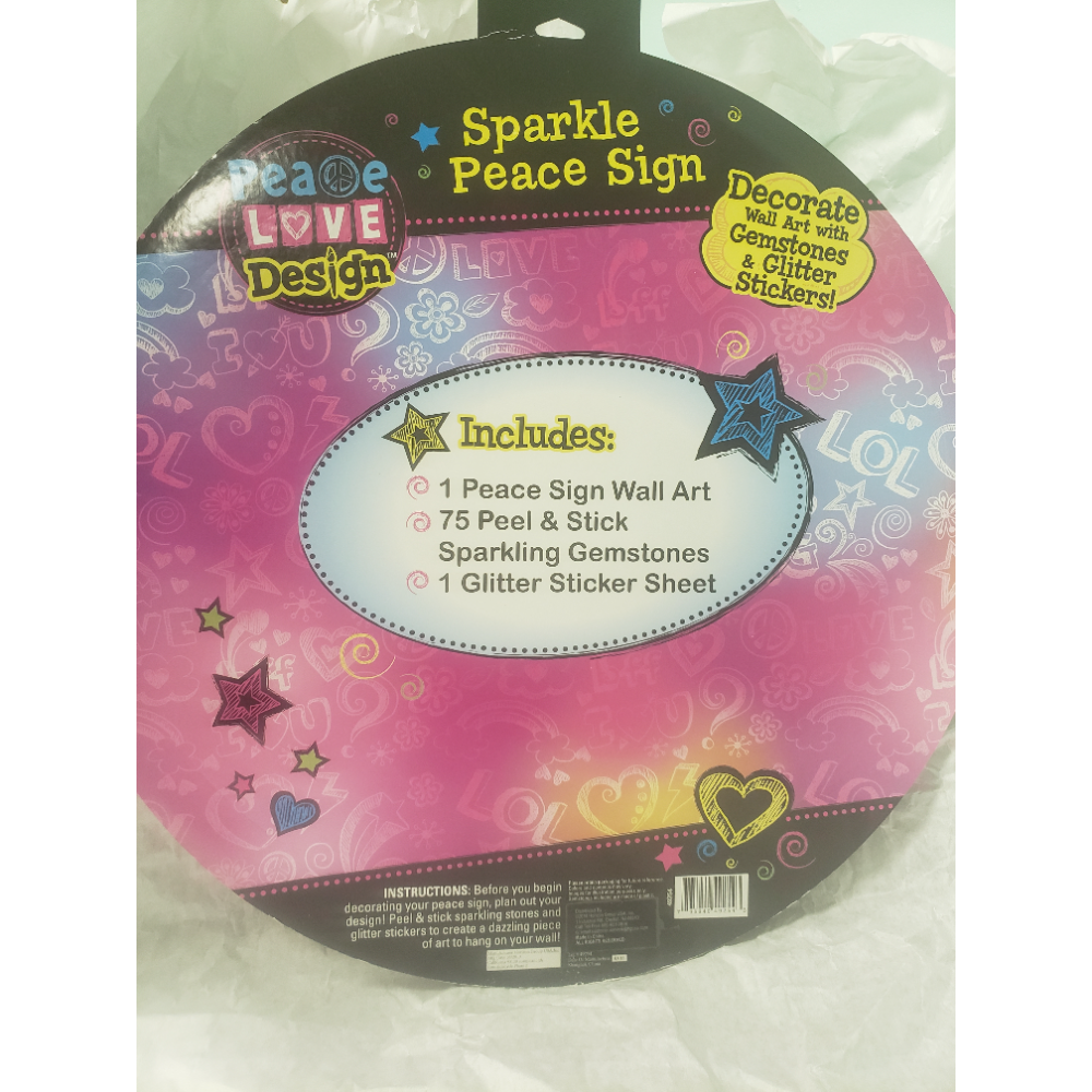Love & Peace Sparkle Peace Sign Wall Art Kit