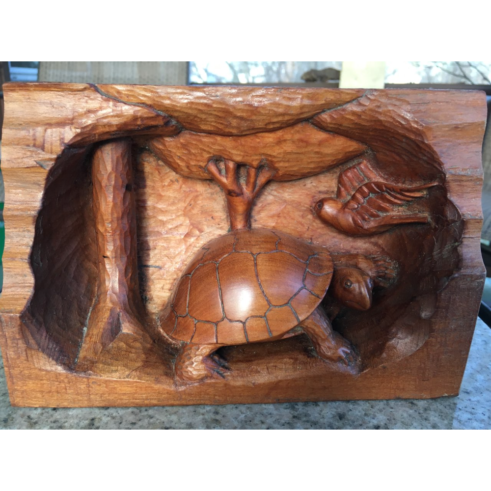 Hand-carved Turtle Relief Sculpture