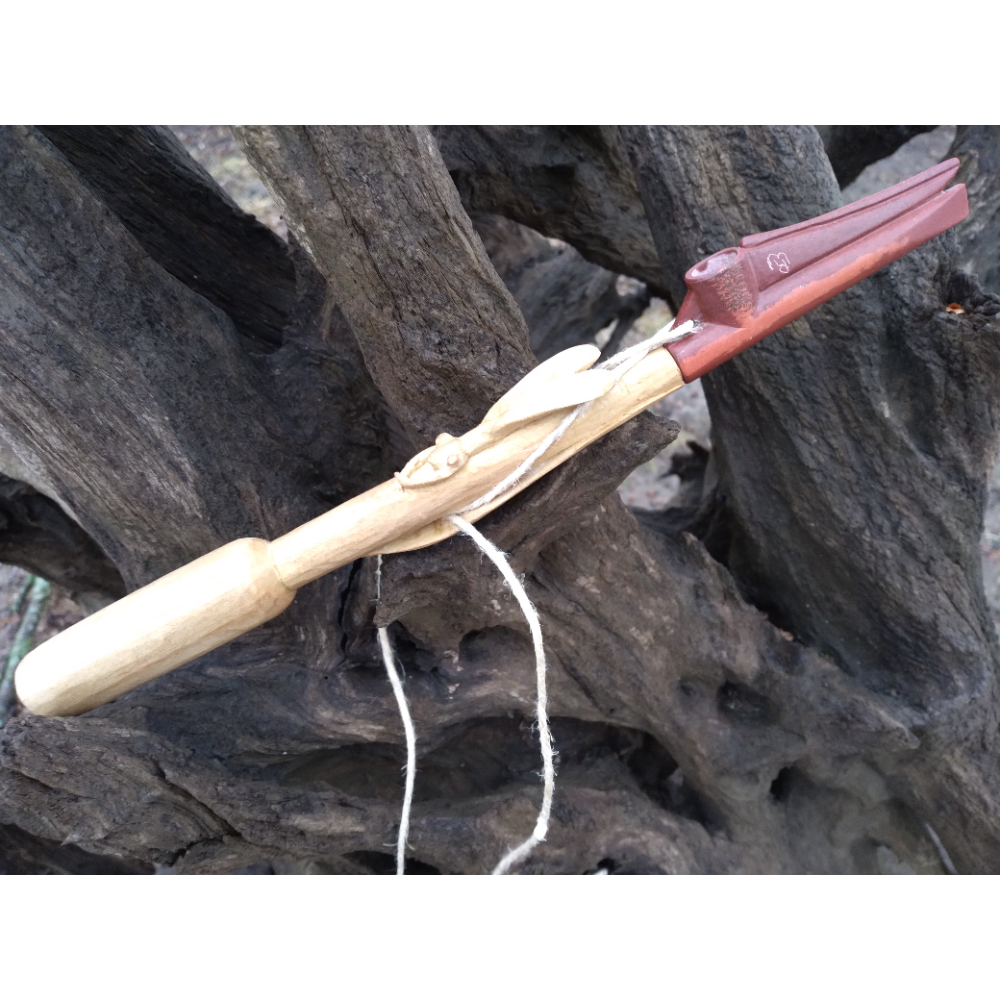 Hand-carved pipestone and poplar dobsonfly pipe