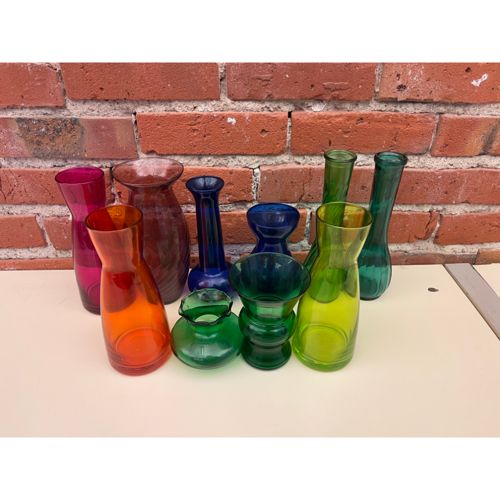 Rainbow Collection Glass Vases (some vintage)