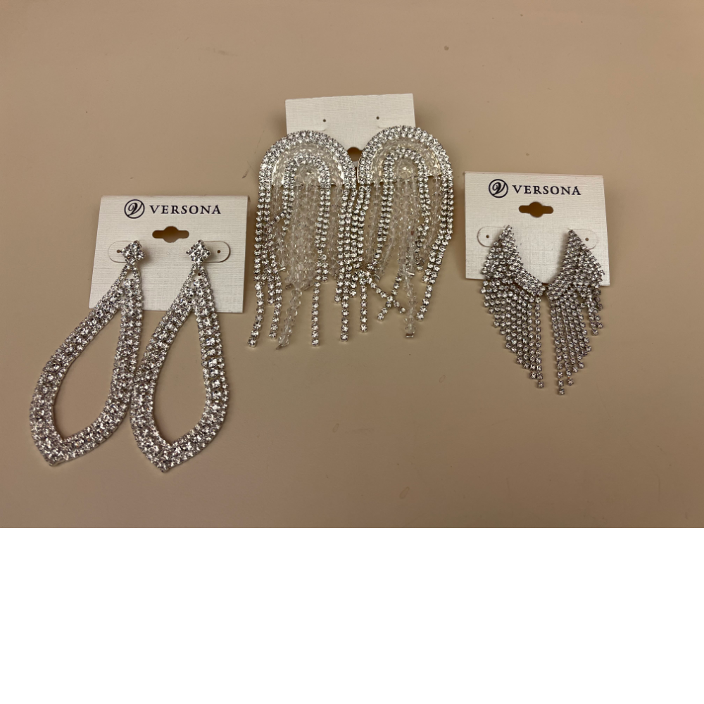 Three Pairs of Rhinestone Earrings