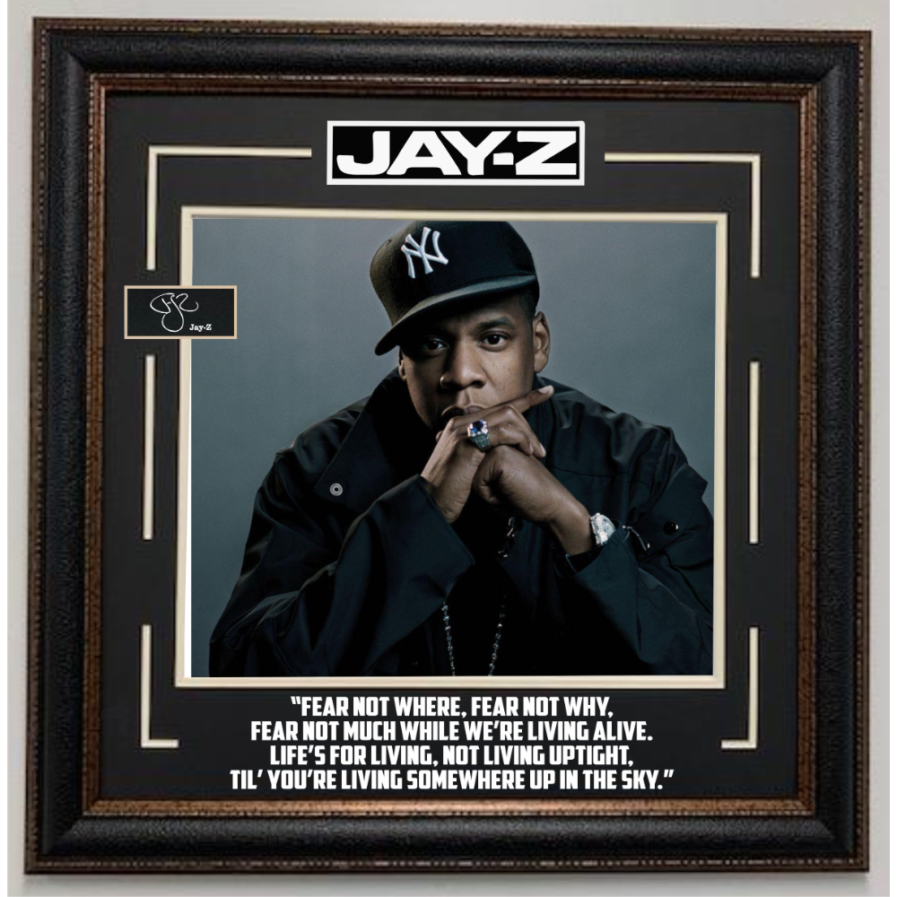 Jay Z Quote Framed Collage that includes his laser engraved signature