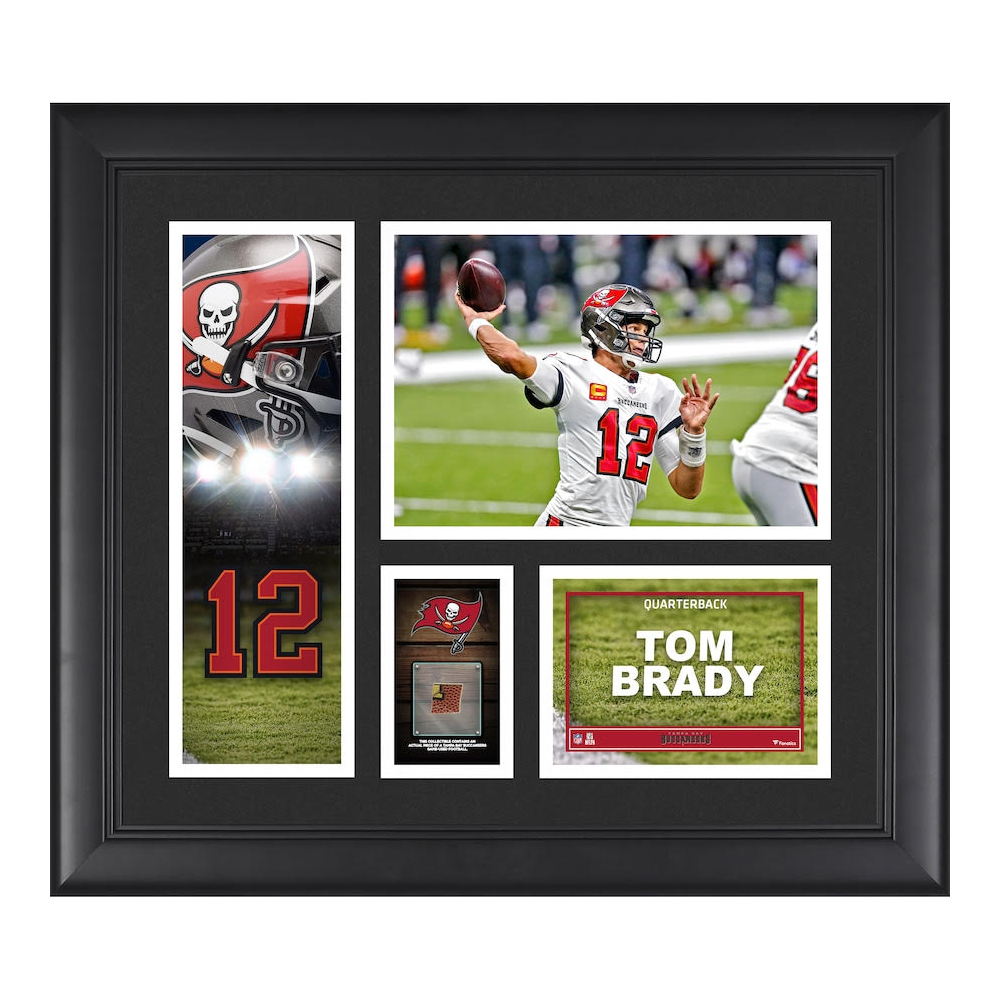 Tom Brady Tampa Bay Buccaneers Framed 11x14 Collage w/ piece of game used Football