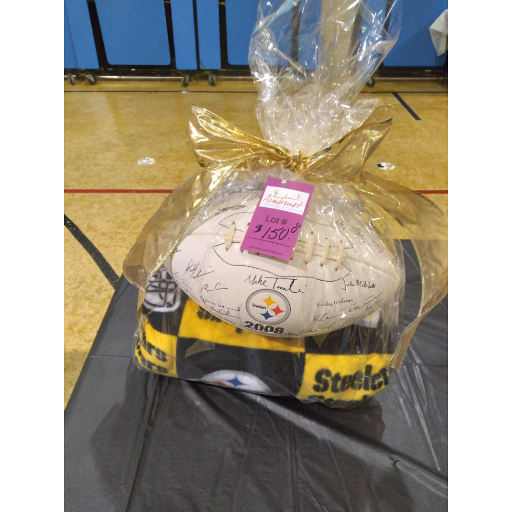 Steelers autographed football and blanket