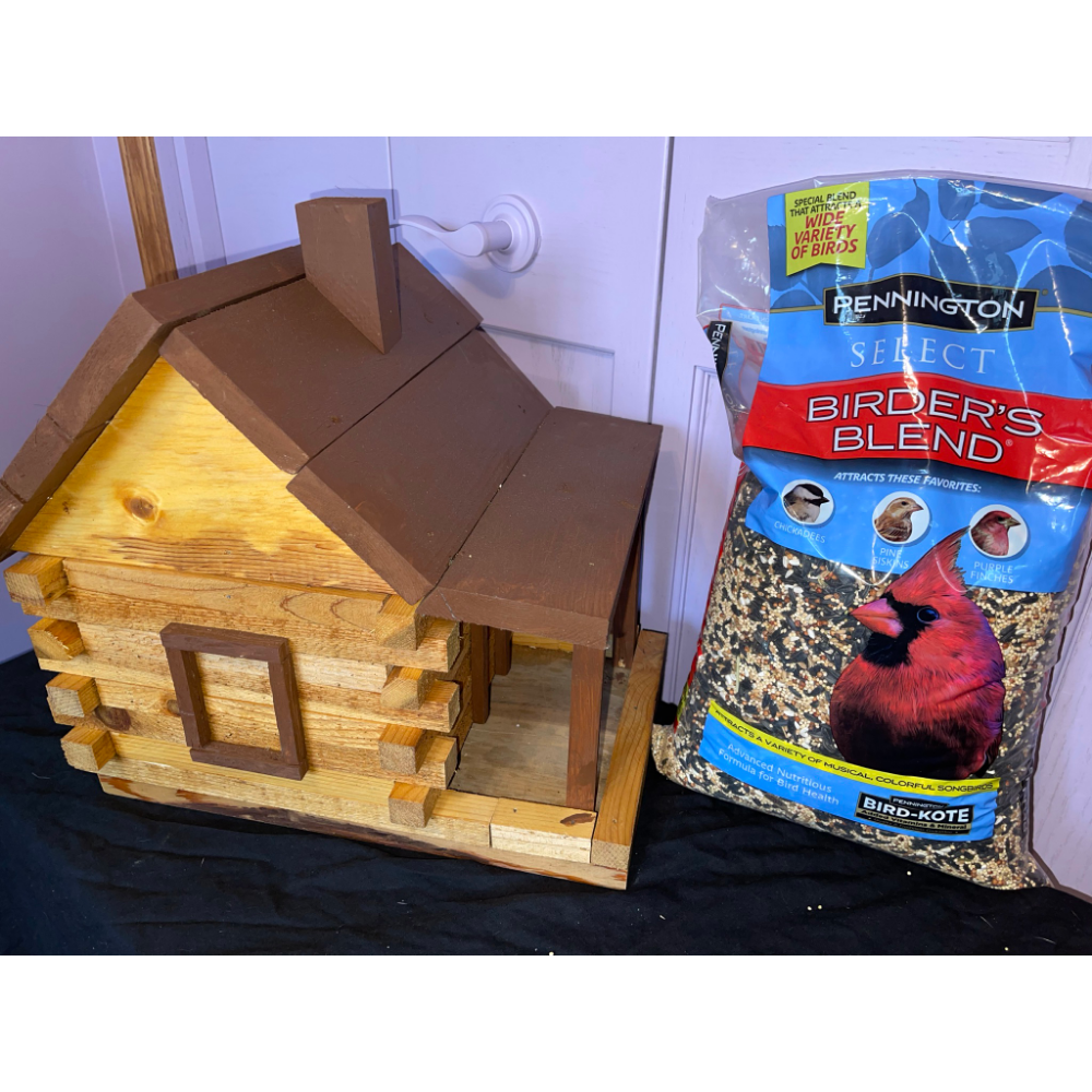 Handmade Bird House with Bird Seed