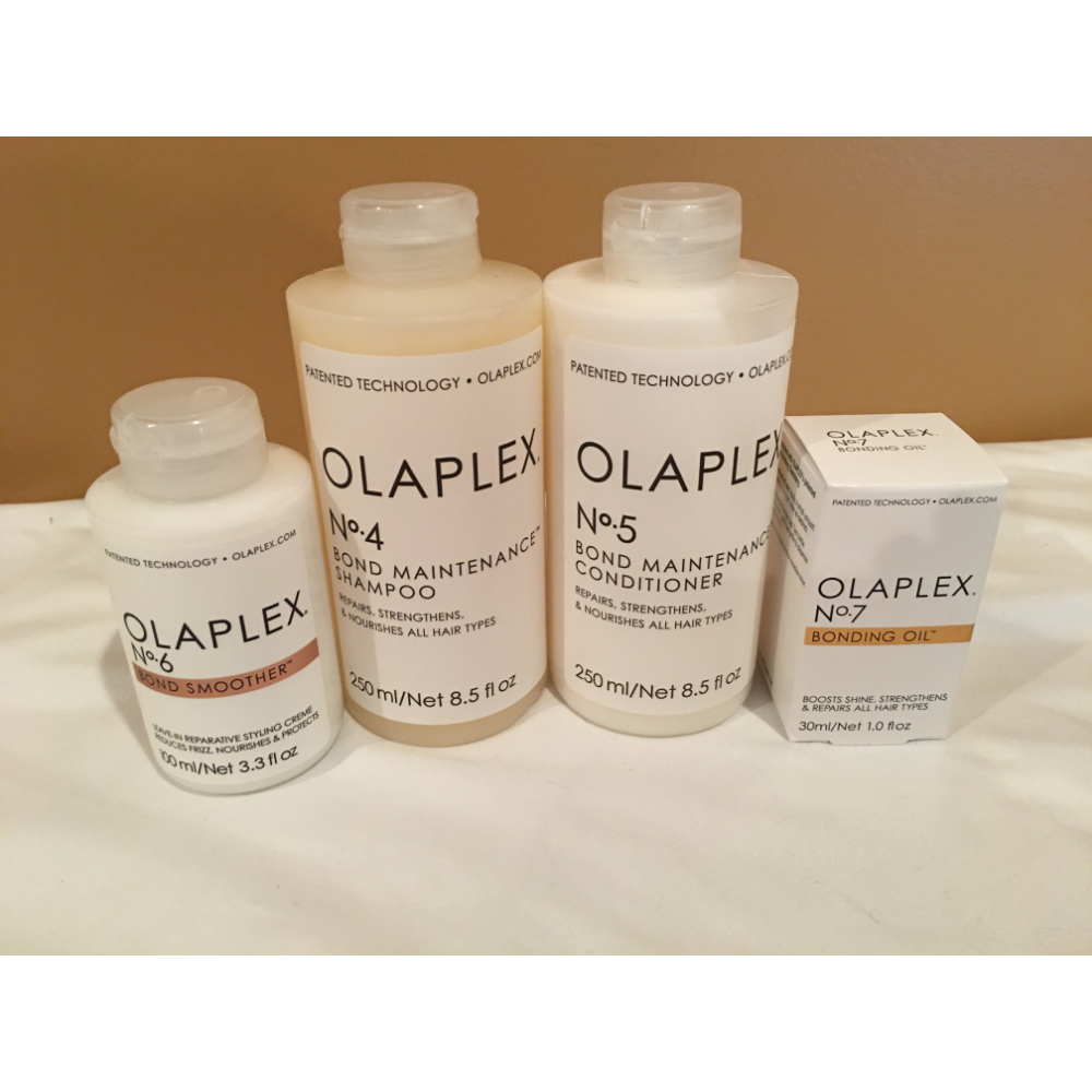 Basket of Olaplex hair products 