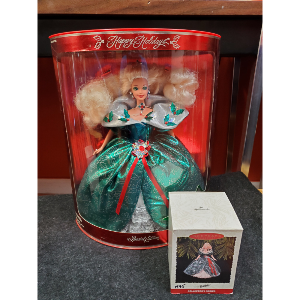 1995 Holiday Barbie and Hallmark ornament