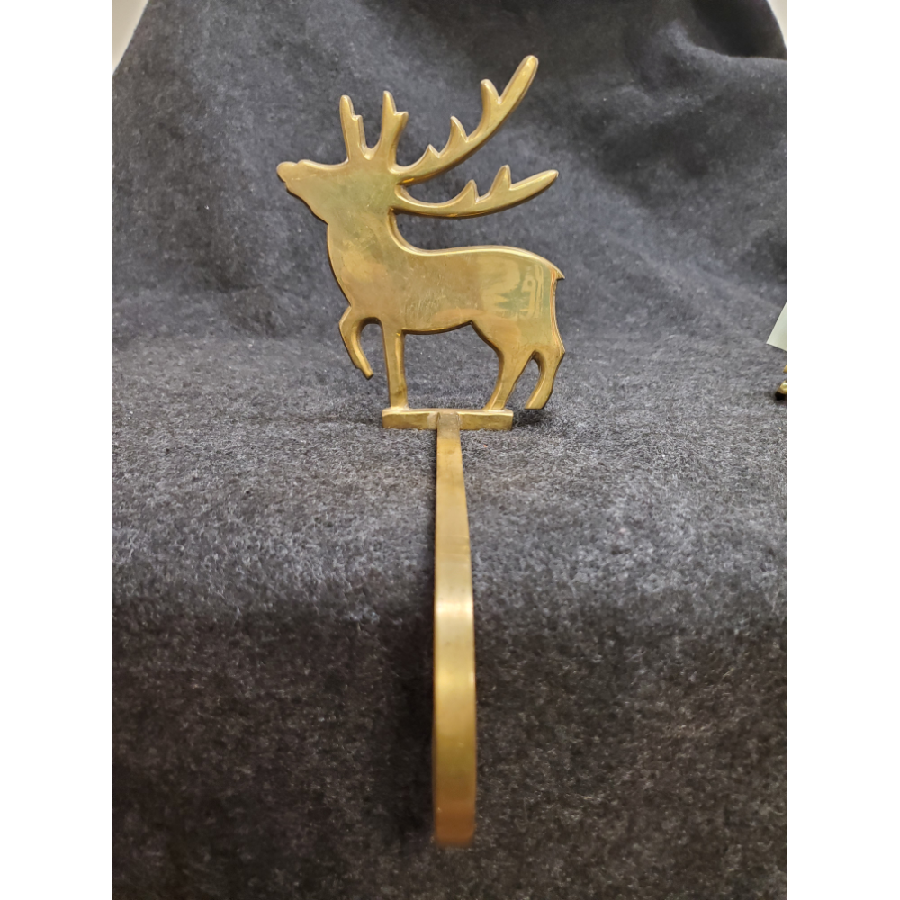 Brass Reindeer stocking holder