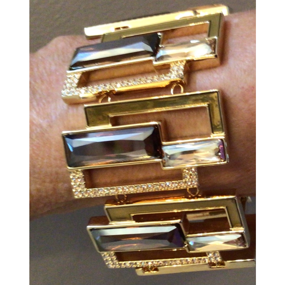 Topaz Crystal Gold Studded Swarovski Bracelet 