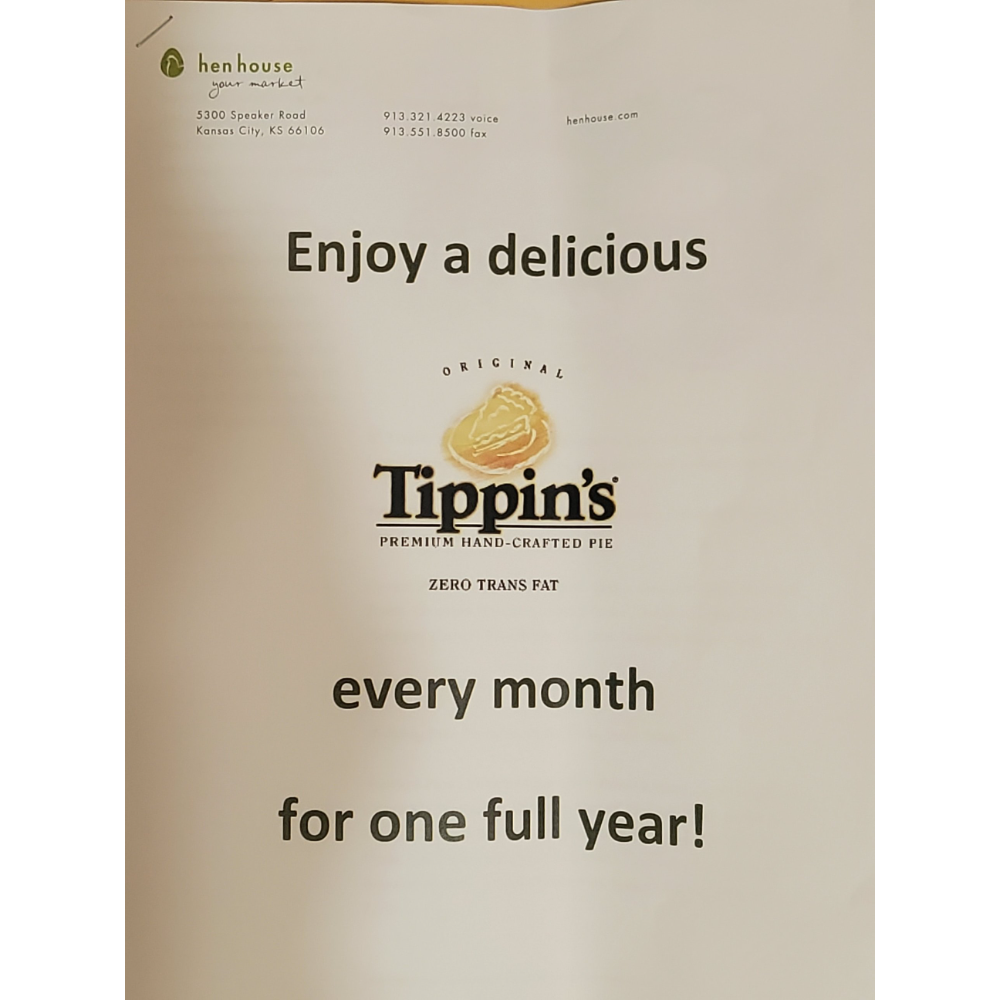 Enjoy a Tippins pie every month for a year!