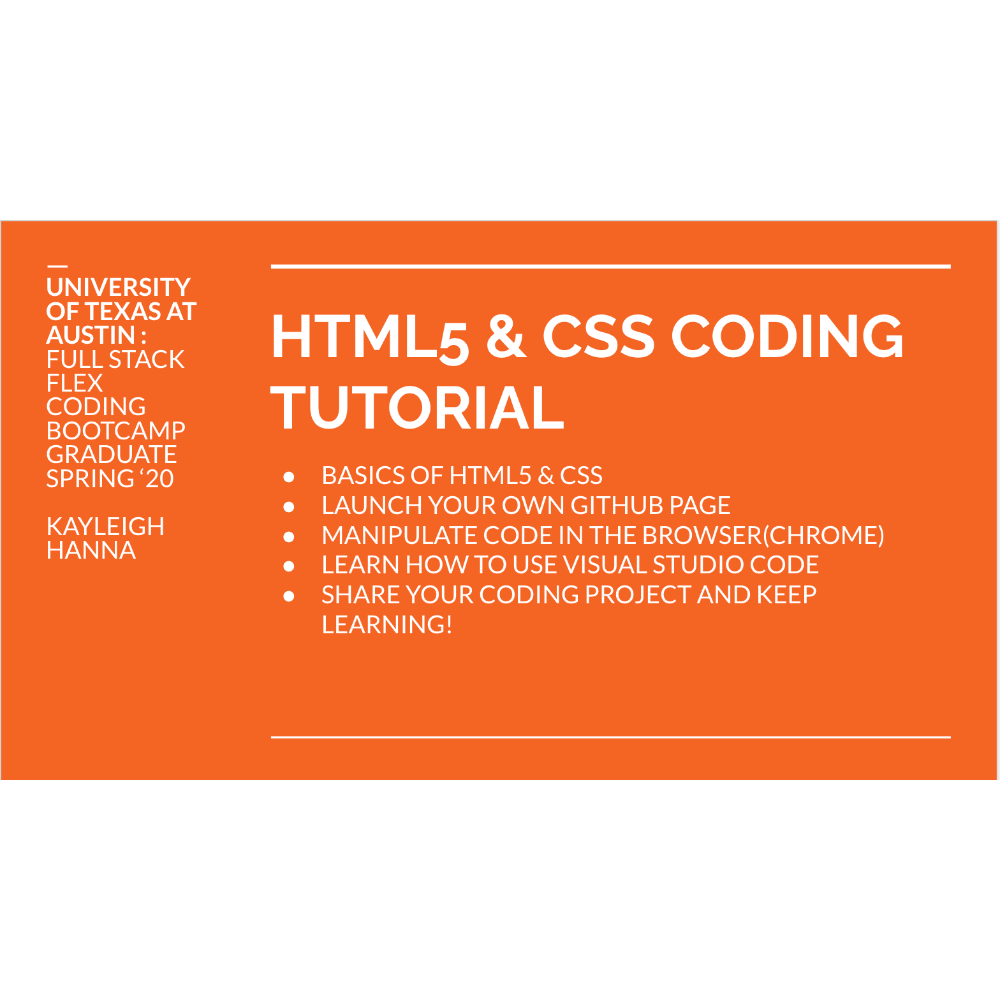 Two hour tutoring session on HTML5 and CSS
