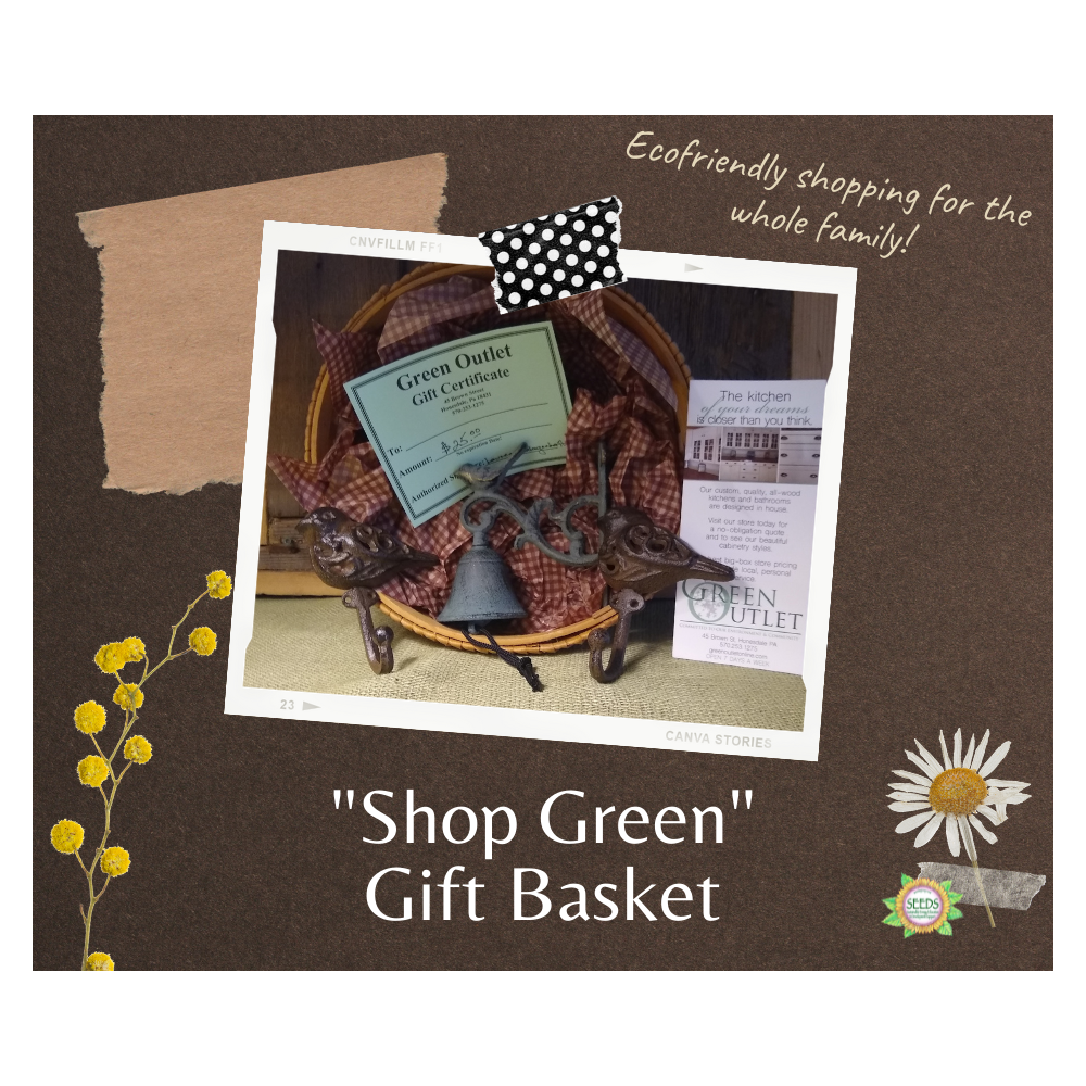 "Shop Green" Gift Basket - Bird Themed Iron Decor and a $25 Green Outlet Gift Certificate