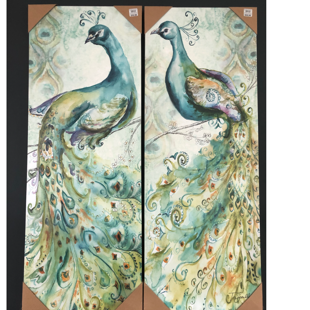 Peacock Prints (Large Wrapped Canvas)