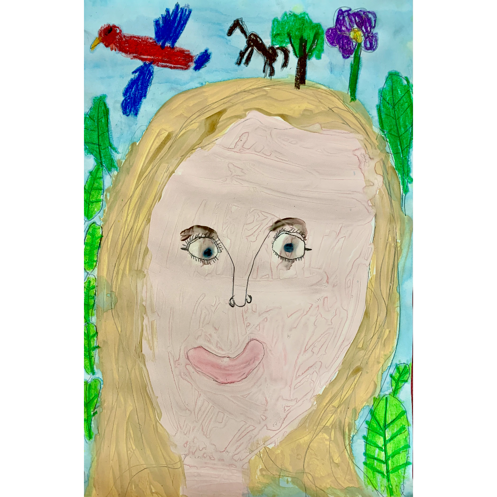 1H: Marie's self-portrait, inspired by Frida Kahlo