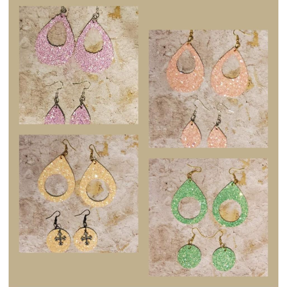 Sets of Glittered/Bling Earrings-pierced