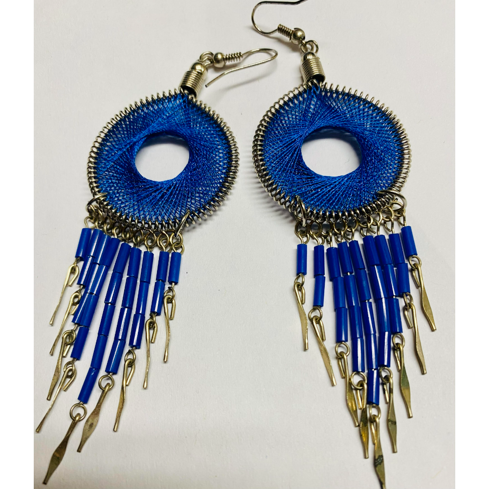 Blue Mandala Dangling Indigenous Earrings