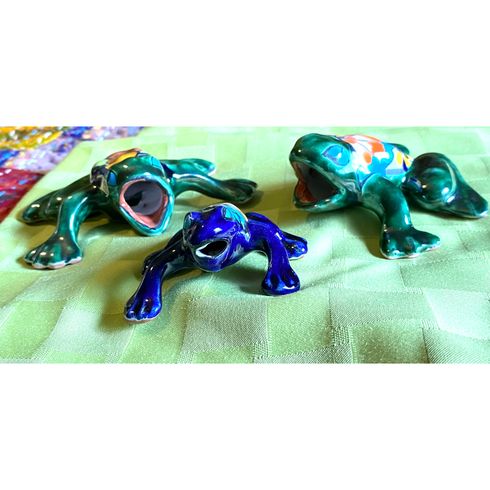 3 Hand painted Talavera Frogs