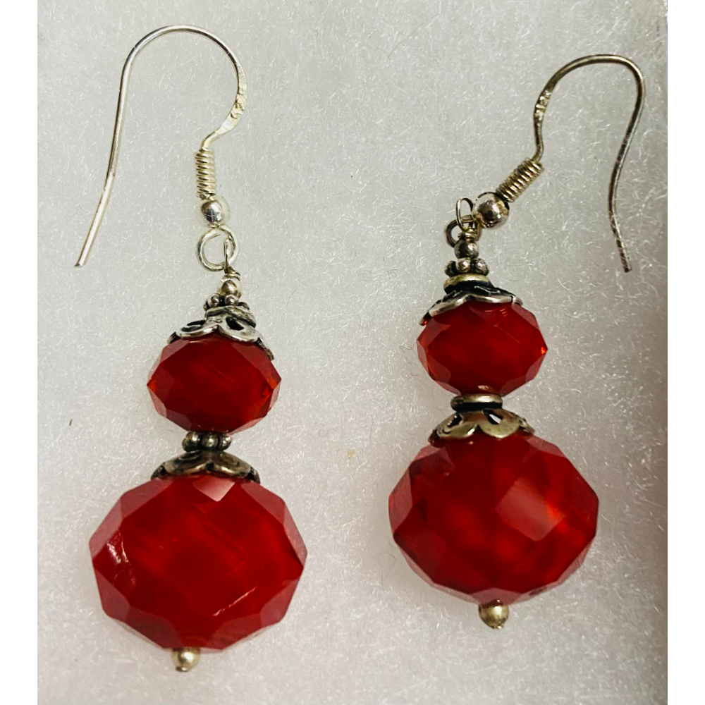 Faceted Cherry Red Earrings