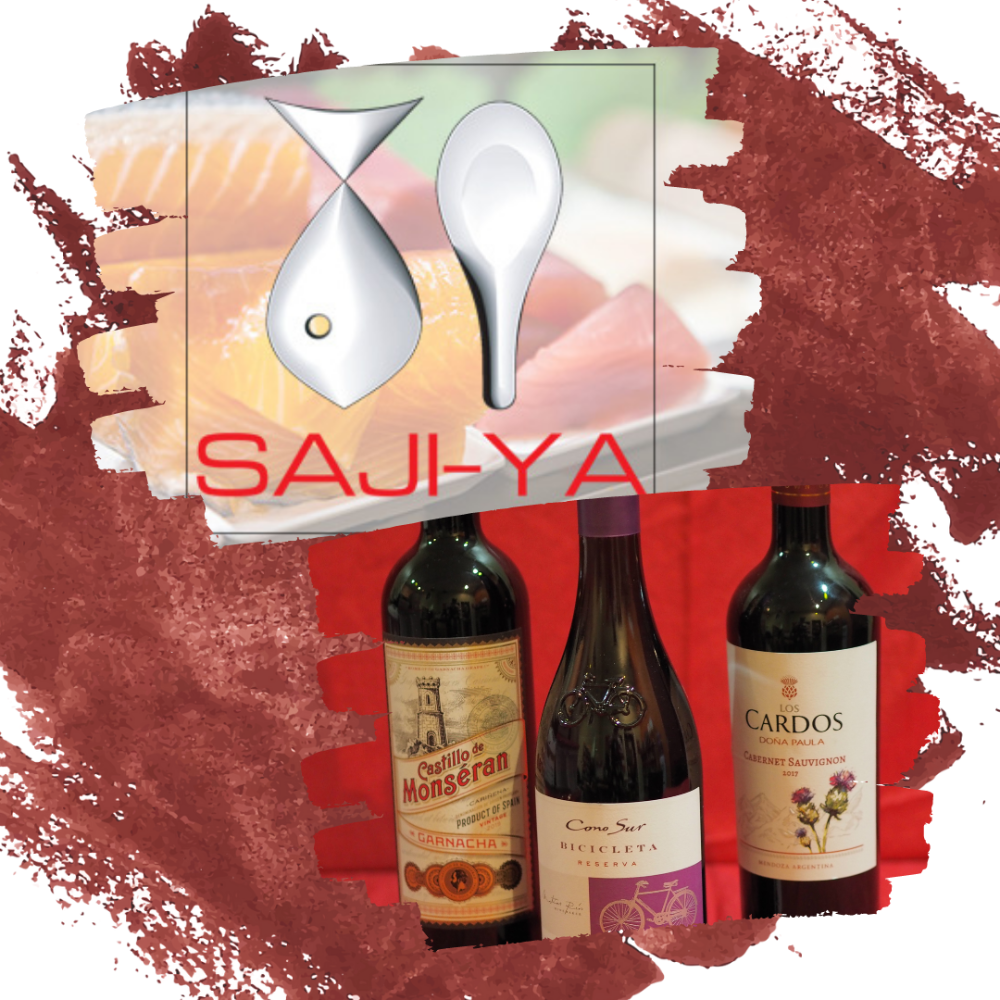  Gift Certificate to Saji-Ya Japanese Cuisine on Grand Avenue in St. Paul +  3 bottles of wine from  Lake Street Wine and Spirits 