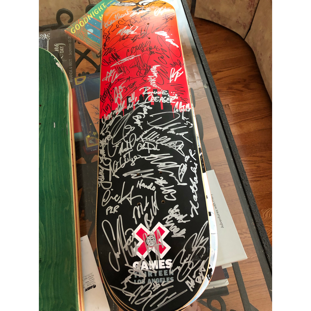 Signed X-Games skateboard from Shaun White