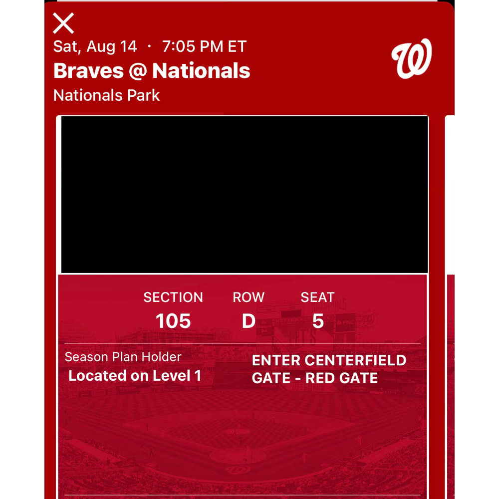 Two Tickets to a Nationals Game vs. the Atlanta Braves