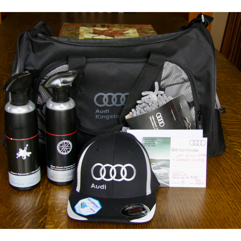 Audi auto detailing service/products and logo items donated by Audi Kingston