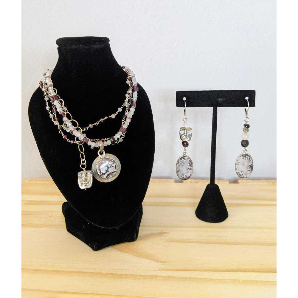 "Moonlit Trees" Necklace and Earring Set by Kate Stockman