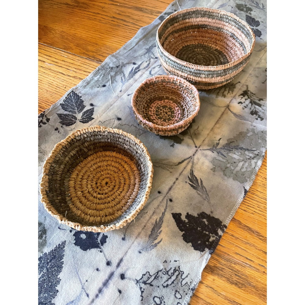 Leaf Printed Table Runner and Baskets