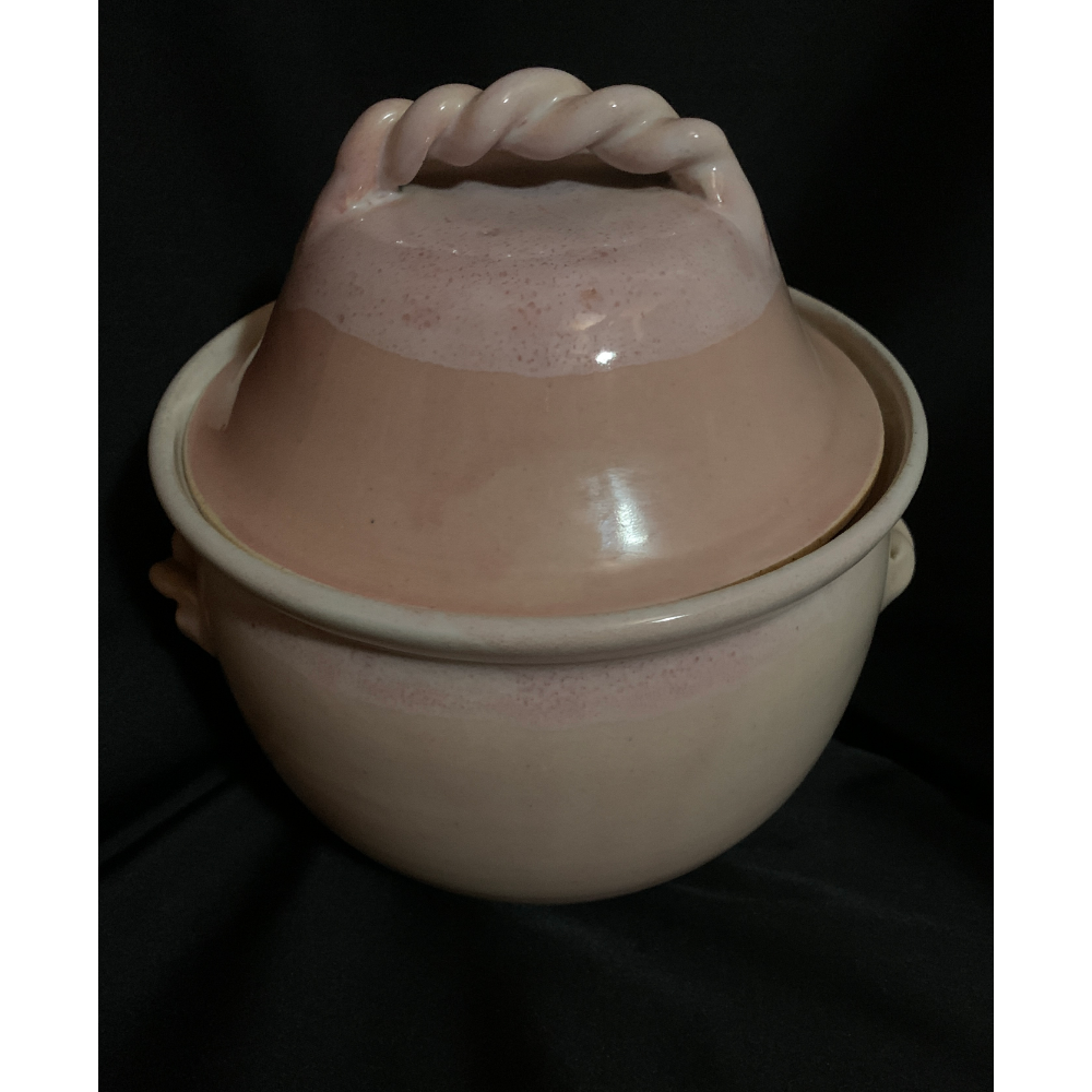 Lidded pot with coiled handles (John Garrou Pottery Old Fort)