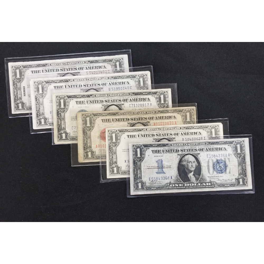 Set of 6 Obsolete $1 bills
