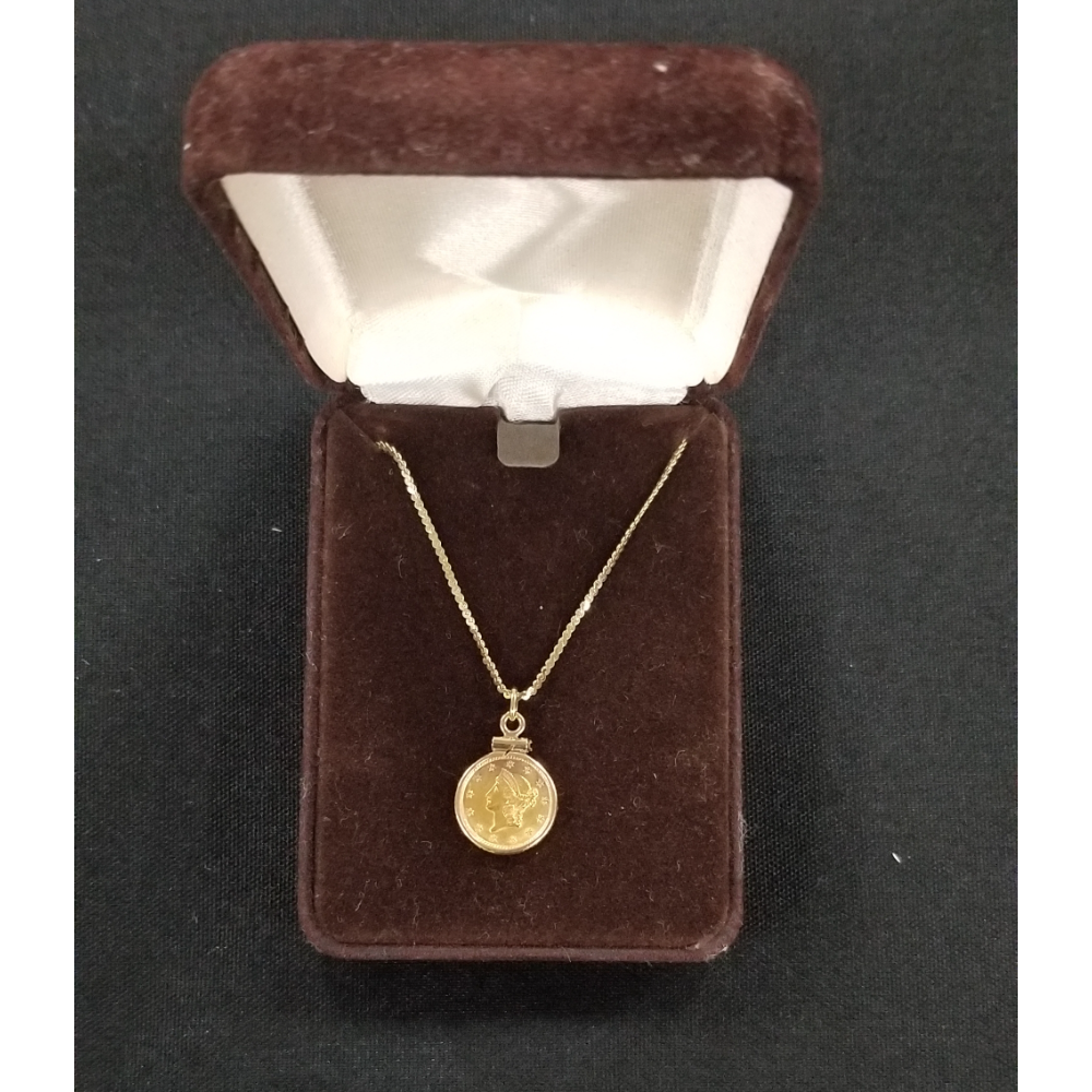 $1 Gold Piece Pendant Necklace