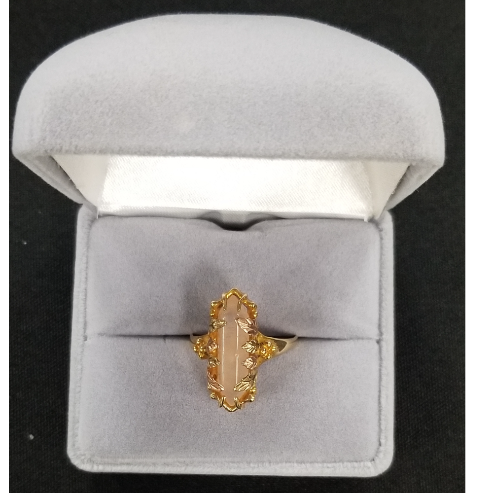 10K Tri-color Gold Rose Quartz Vintage Ring