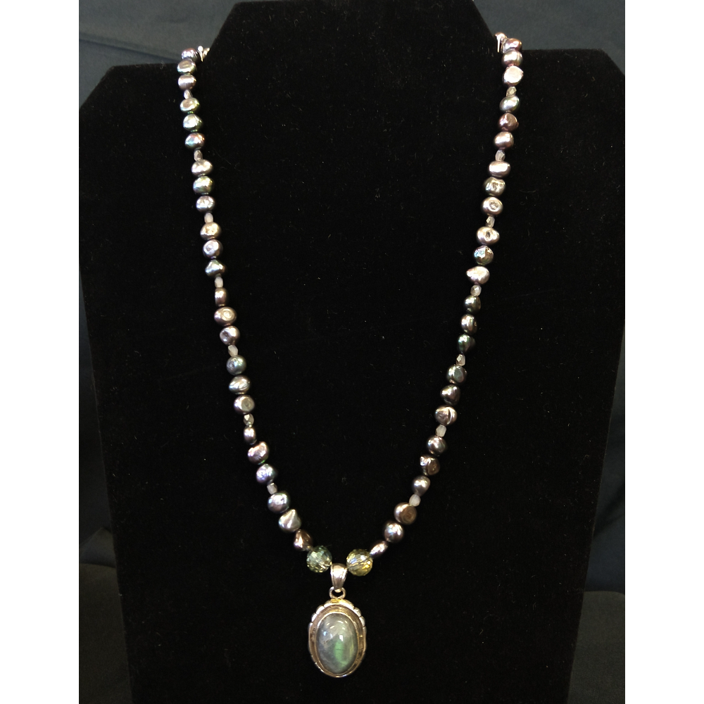 Labradorite and pearl necklace