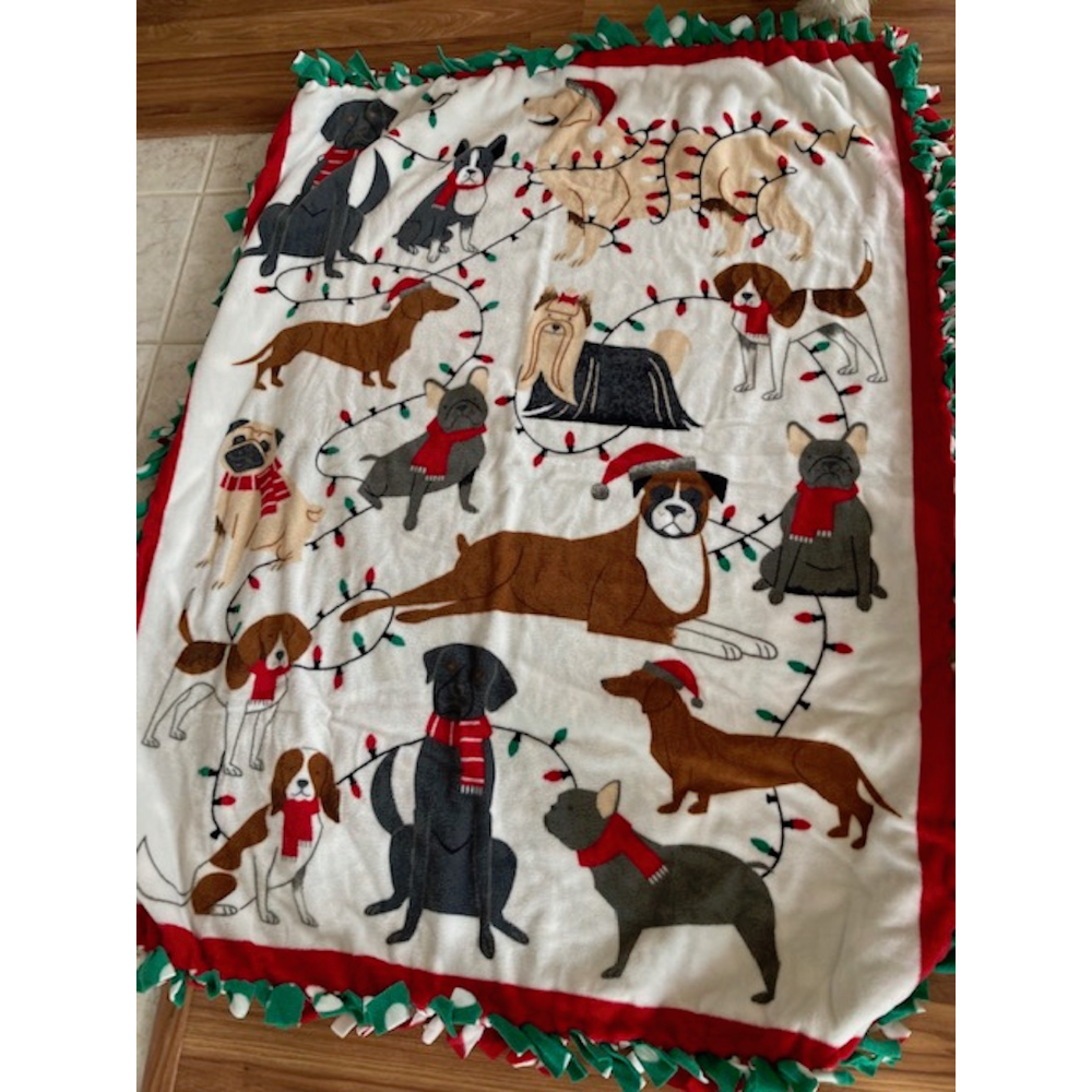 Dog Pattern Christmas Fleece Blanket