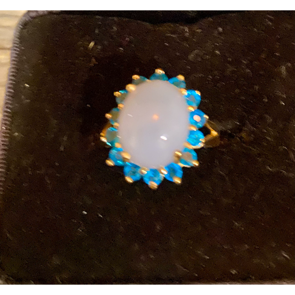 Gorgeous Chalcedony and Apatite Ring (Size 6)