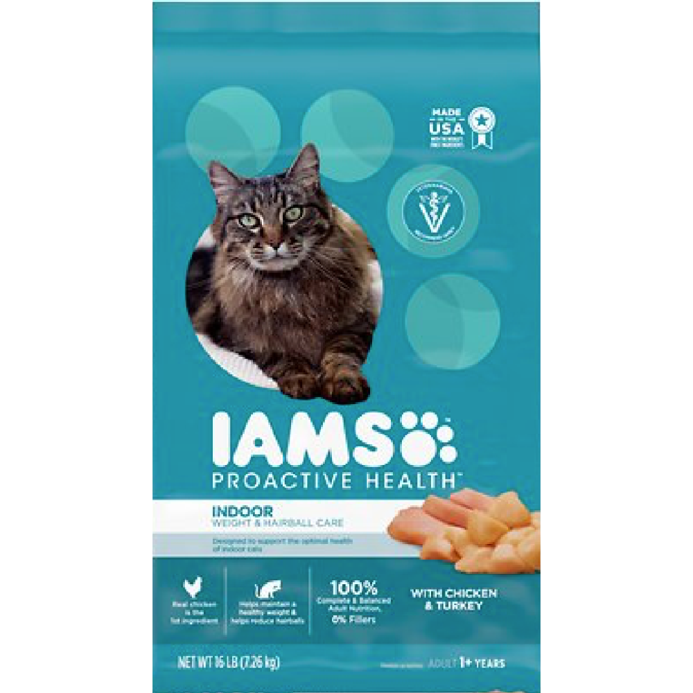 Iams ProActive Health Indoor Weight & Hairball Care Dry Cat Food 16# Bag