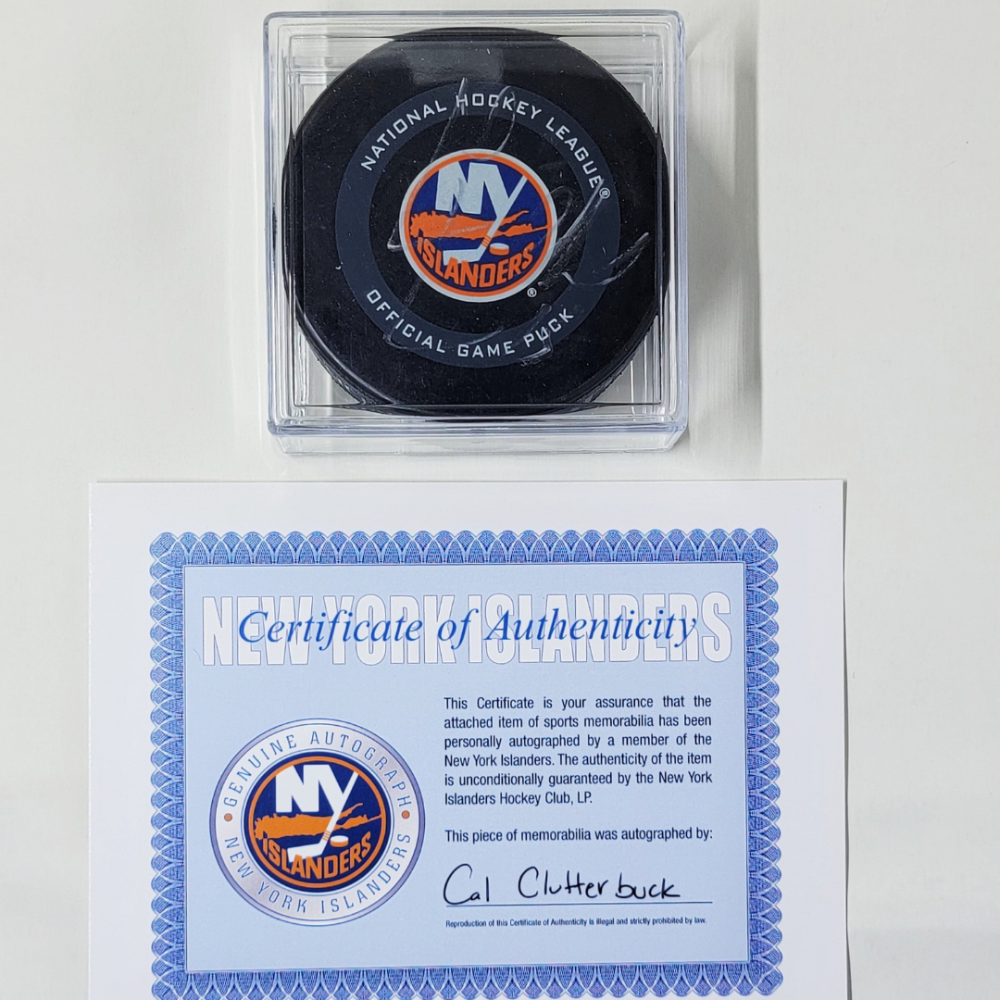 NY Islanders Cal Clutterbuck Signed Puck