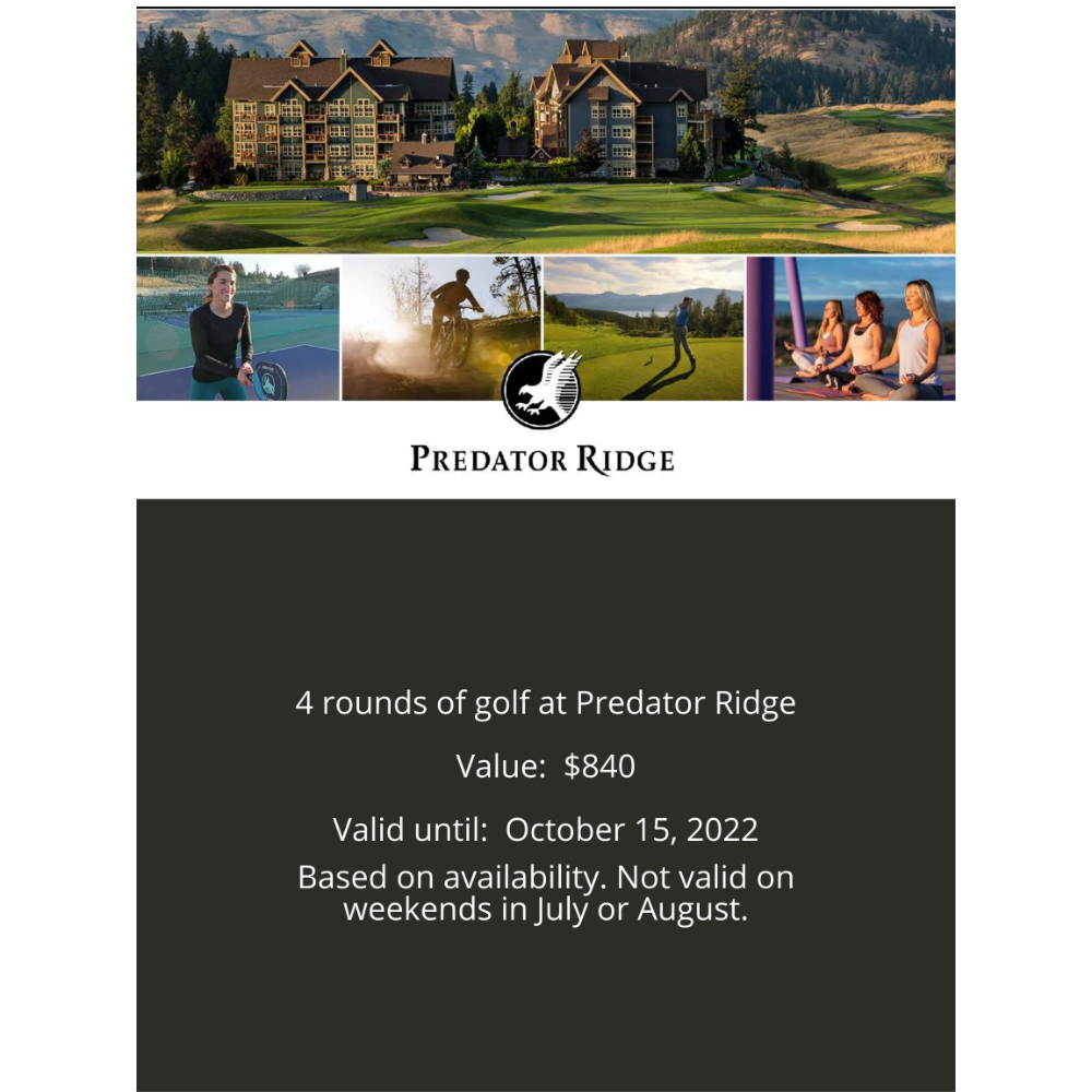 Predator Ridge Resort 4 rounds of golf