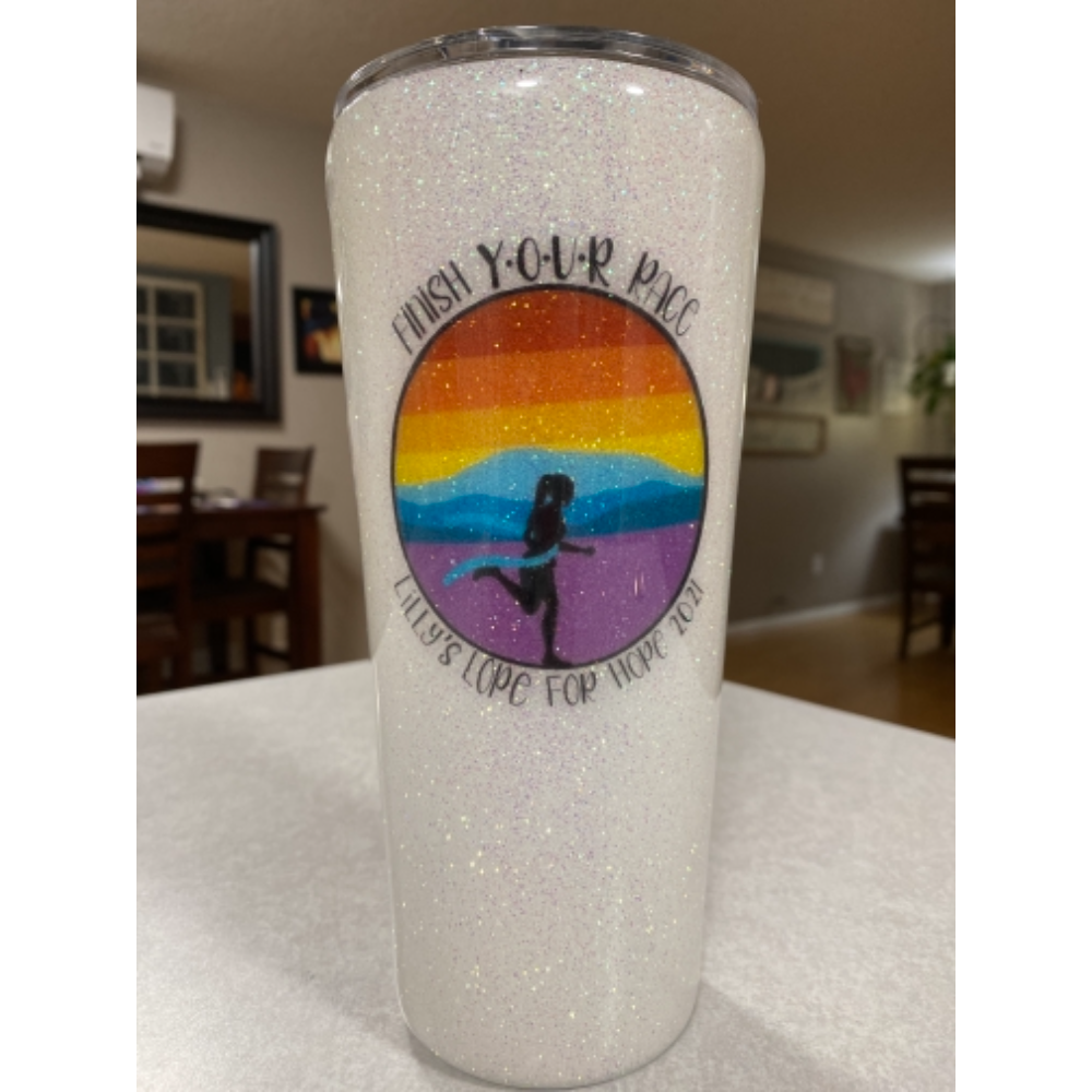 Large Lilly’s lope tumbler, sparkle white