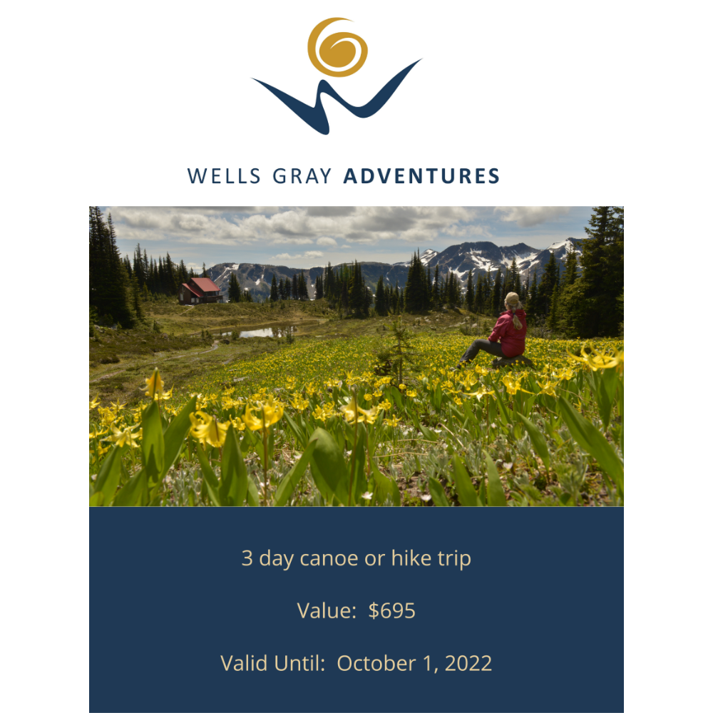 Wells Gray Adventures 3 day canoe or hike trip