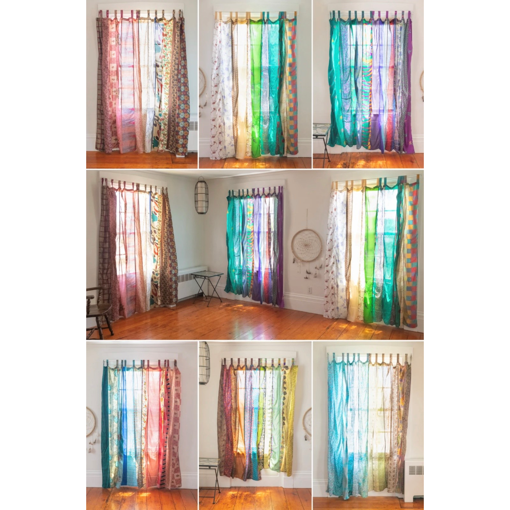 Recycled Silk Panel Curtains (Kaleidsoscope)