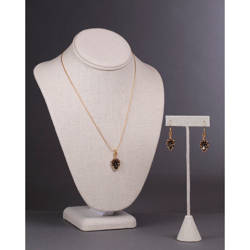 Bronze and Gold Necklace and Earrings Set