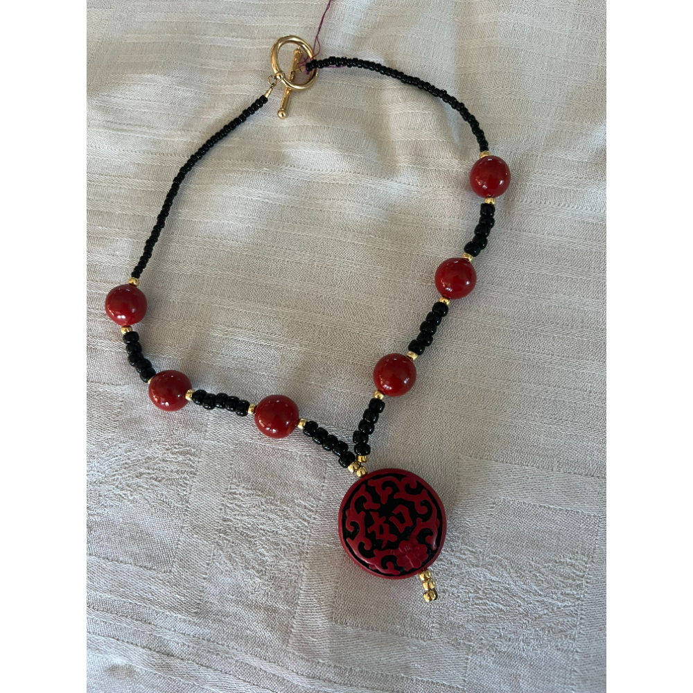 necklace, Red Cinnabar