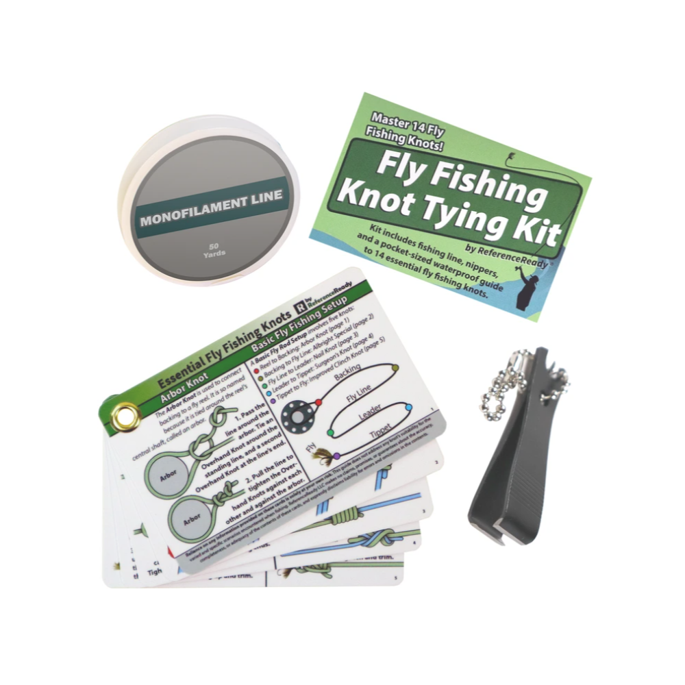 ReferenceReady - Fly Fishing Knot Tying Kit with Essential Fly Fishing Knots Waterproof Reference Card Set