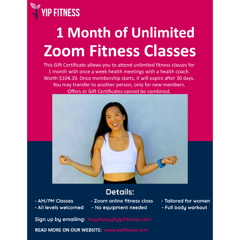 1-month unlimited Zoom Fitness Classes