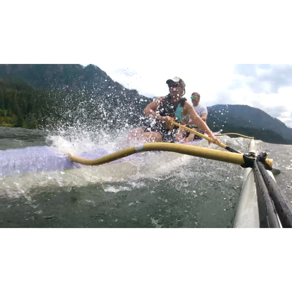 Surf the Steernwheeler Wave on a 2-person Outrigger Canoe